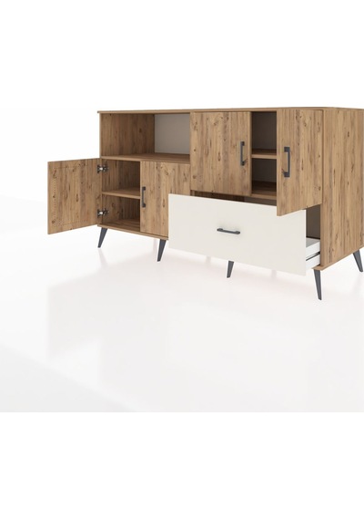 Kronos Konsol 4 Raflı Tek Çekmeceli 4 Kapaklı 176x59x99 Çam-çam/a Çam-çam/aytaşı