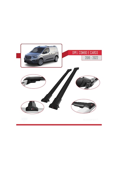 Opel Combo E Panelvan 2019-2022 Arası İle Uyumlu Fly Model Ara Atkı Tavan Barı Siyah