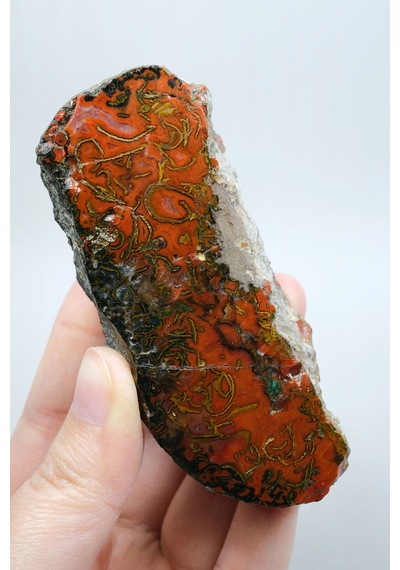 Alev Kırmızısı, Hardal Sarısı, Zeytin Yeşili Nakışlı Karadeniz Deniz Yosunu Ağat Çifti, 333g