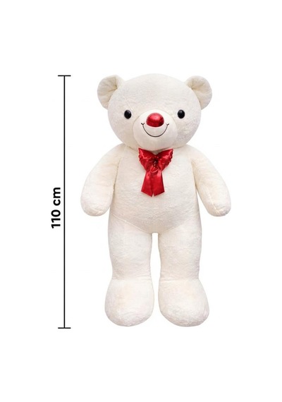 Büyük Papyonlu Ekru Ayı 110 Cm Sevimli Konforlu: Peluş Uyku Yastığı Ve Sarılma Arkadaşı Dekoratif Oyuncak