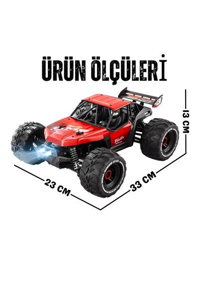 Oyuncak Uzaktan Kumandalı Metal Gövde 50 Km Hız Yapan 4x4 Off-road Arazi Aracı Şarjlı 1400 Mah Kırmızı