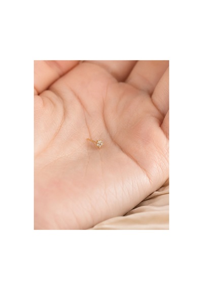 14 Ayar Altın Yıldız Motifli Taşlı Minimal Burun Hızması 0,8 Gr