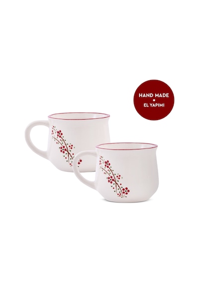 Aryıldız Rosella 2 Li Seramik Kupa Kırmızı 150 Ml Çok Renkli