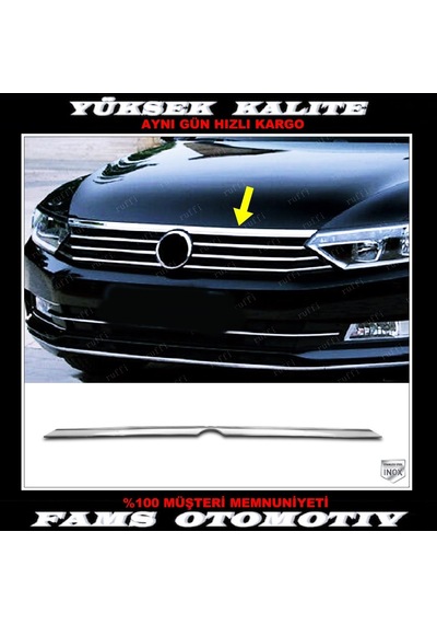 Vw Passat B8 Krom Ön Panjur Üstü Kaput Çıtası 2014-2019 Arası