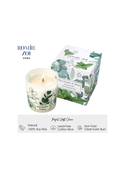 Kokulu Mum - Okaliptüs Ve Nane - 6oz Aromaterapi Soya Balmumu Kavanoz Mum Ev İçin, Kadınlar İçin Hediyeler - 170g Diğer