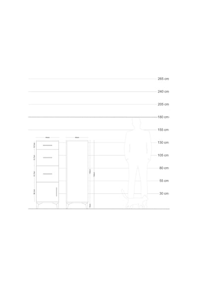 Hyperion Dolap 2 Raflı 3 Çekmeceli 60x44x134 Çam-çam Çam