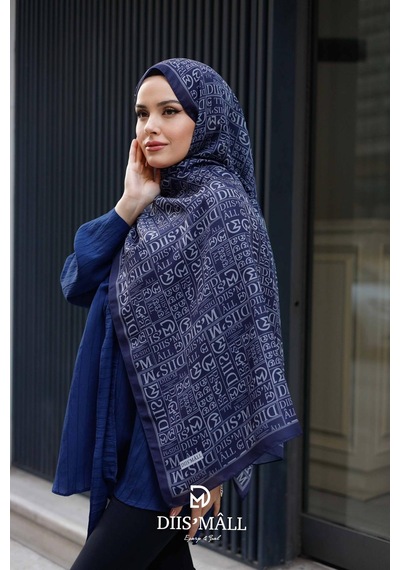 Mimiyum Desenli Özel Premium Soft Şal Lacivert