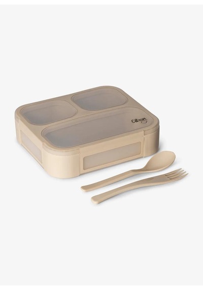 Citron Çatal Ve Kaşıklı Bento Beslenme Kutusu Seti - Beige 1061015 1