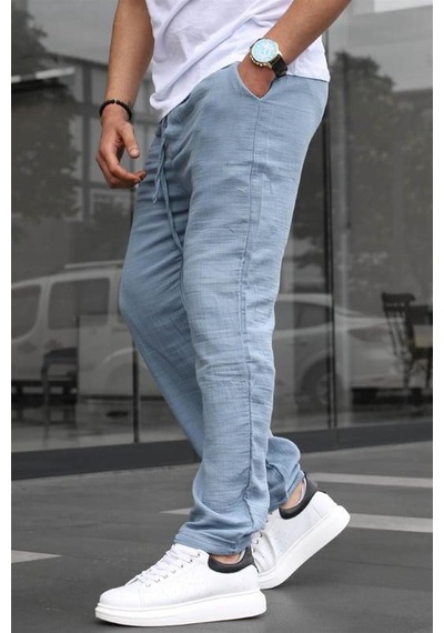 Madmext Açık Mavi Müslin Kumaş Erkek Basic Pantolon 6507
