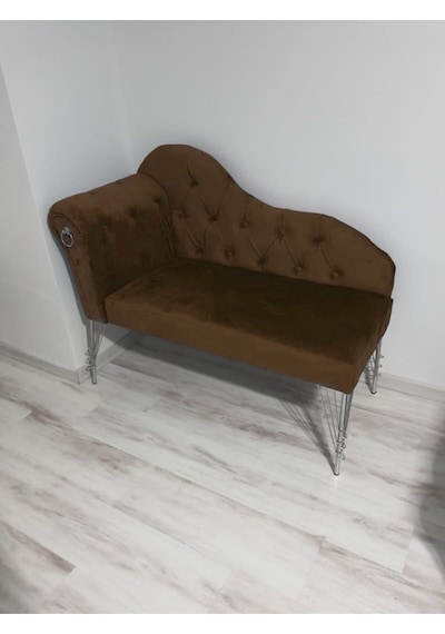 Metalda Josefin Bench Koltuk Berjer Gümüş Seri Kahve
