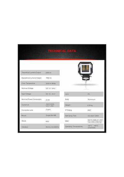 Motosiklet Atv Utv Kamyon Tekne Sis Farı KIRMIZI Angelli 2 Adet