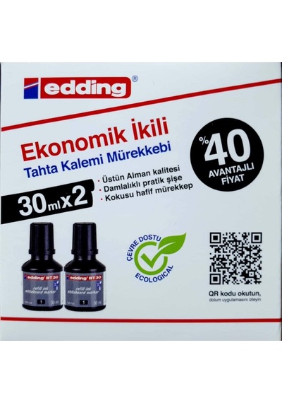 Bt 30 Beyaz Yazı Tahtası Kalemi Yedek Mürekkep 2'li Kutu, Siyah Çok Renkli