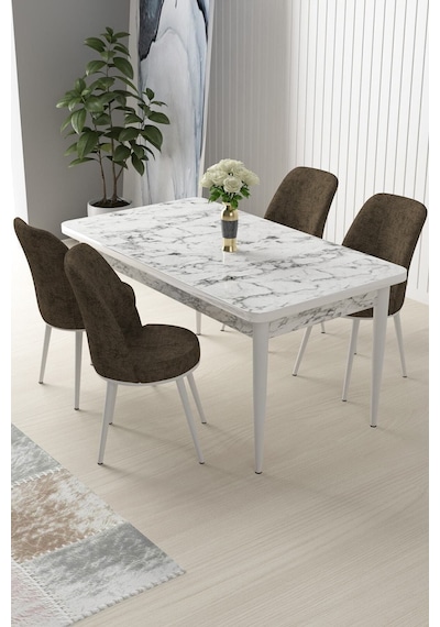 Canisa Concept Nil Serisi 70x110 Sabit Mutfak Masası Takımı Beyaz Mermer Desen Masa 4 Kahverengi Sandalye Masa Beyaz/sandalyeler Kahverengi Canisa Concept Nil Serisi 70x110 Sabit Mutfak Masası Takımı Beyaz Mermer Desen Masa 4 Kahverengi Sandalye Masa Beyaz/sandalyeler Kahverengi
