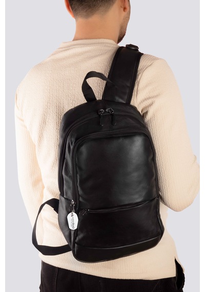Westbag Hakiki Deri Günlük Sırt Çantası Unisex Siyah Küçük Boy