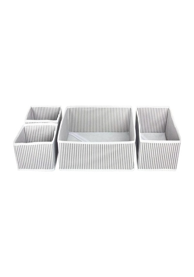 4'lü Çekmece Düzenleyici Kutu Seti - 1 - Kumaş - Çekmece İçi - 25 X 25 - Beyaz Diğer