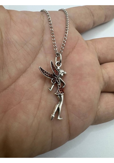 Kırmızı Tinkerbell Figürlü Unisex Kolye 60 Cm Zincirli Masalsı Ve Fantastik Tasarım Çok renkli