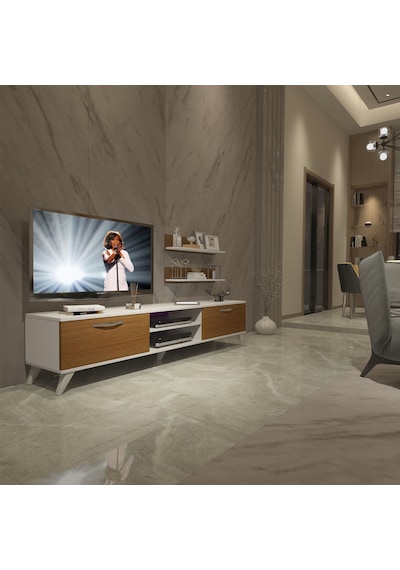 Decoraktiv Eko 4 Mdf Dvd Retro Tv Ünitesi Tv Sehpası Beyaz - Ceviz