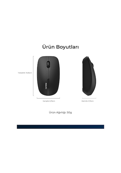 Philips SPK7418 Kablosuz Bluetooth  1600DPI 4 Tuşlu Optik Sessiz Mouse