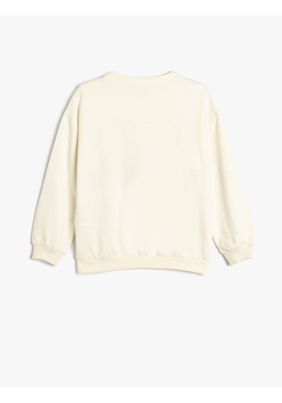 Koton Kapşonlu Sweatshirt Kalp Baskılı Şardonlu Pamuklu Ekru 5wkg10268ak Ekru