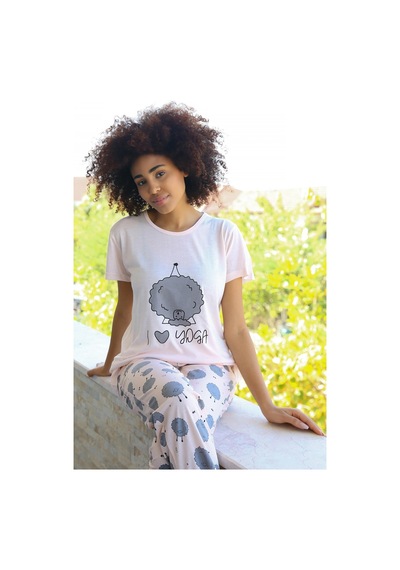 Akbeniz Kadın Kısa Kol Pijama Takım 20410 - S Pudra