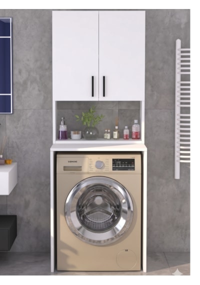 Bleu Çamaşır Makine Dolabı Çok Amaçlı Dolap Banyo Kiler Beyaz