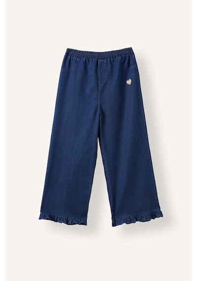 Defacto Fırfır Paçalı Kalp Nakışlı Wide Leg Pantolon Kız Bebek I3988a526wnnm33 Mavi-nm33