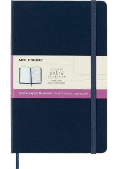Moleskine Klasik Defter, Sert Kapak, Büyük 5" X 8.2" Çift Düzen, Çizgili/düz, Safir Mavisi, 240 Sayfa