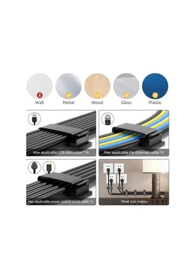 Mucit Home 4 Adet Çoklu Kablo Düzenleyeci Yapışkanlı Kablo Toplayıcı Masa Kablo Düzenleyici Genel