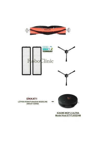 Xiaomi Mi Robot Vacuum Mop 2 Ultra Model Kod:stytj05zhm Uyumlu Yedek Fırça, Filtre Seti-5 Parça