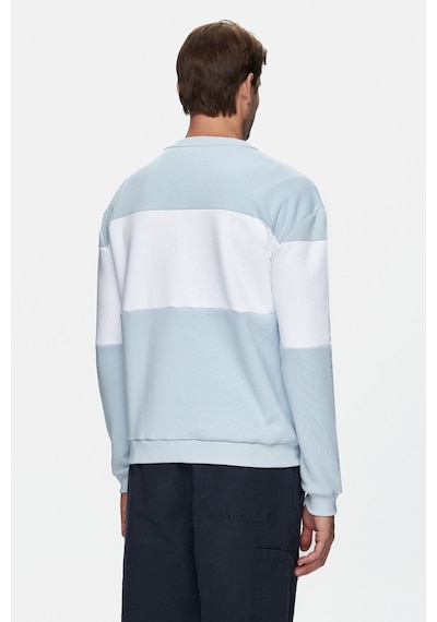 Ucla Archer Mavi Bisiklet Yaka Nakışlı Loose Fit Erkek Sweatshirt Mavi