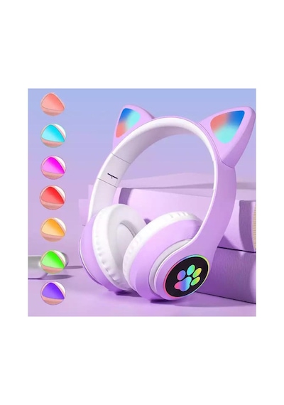 Qasul STN28 Kedi Kulak Kulaklık Yeni Sevimli Moda Bluetooth 5.0 Kulak Üstü Kulaklık