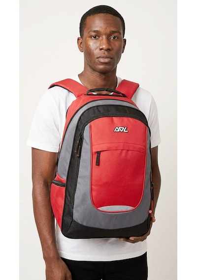 Sol - Marvın Unisex 15 Laptop Sırt Çantası Kırmızı/siyah