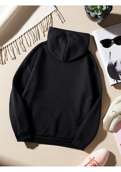 Uyguntarz Unisex Born To Read Baskılı Oversize Sweatshirt siyah
