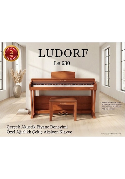Piyano Ludorf Le 630 Profesyonel Piyano Çekiç Aksiyon Tuşlar Kahverengi