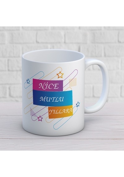 Nice Mutlu Yıllara Yazılı Yılbaşına Özel Hediyelik Kupa Bardak Beyaz