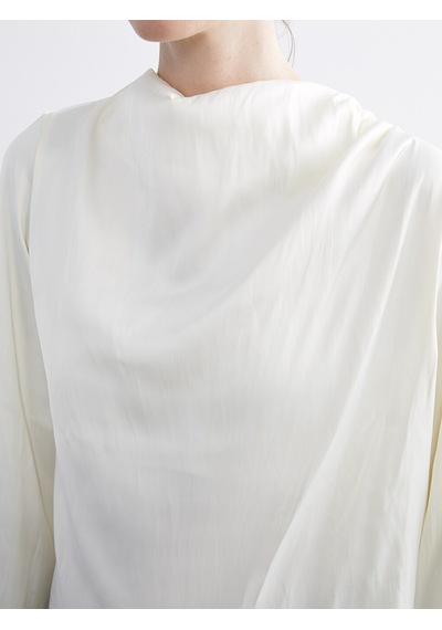 Lcwaıkıkı Classic Beyaz Dik Yaka Oversize Büzgülü Bluz