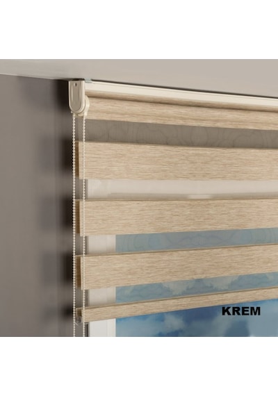 Asyhome Bambu Beyaz-Ekru-Krem-Gri Zebra Stor Perde