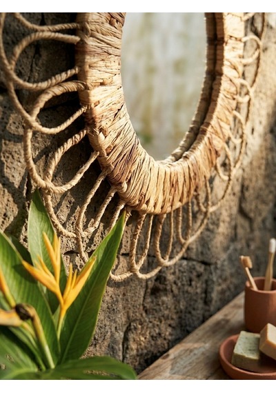 Hbs Art Design Doğal Hasır Örme Yuvarlak Duvar Aynası - Çiçek Motifli Boho Dekoratif Ayna Dış Çap: 55 Cm Açık Kahverengi Hbs Art Design Doğal Hasır Örme Yuvarlak Duvar Aynası - Çiçek Motifli Boho Dekoratif Ayna Dış Çap: 55 Cm Açık Kahverengi