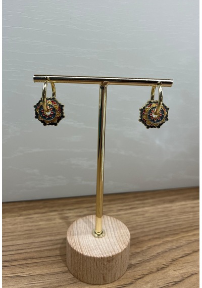 Mineli Vintage Renkli Lotus Küpe Çok Renkli 96828472