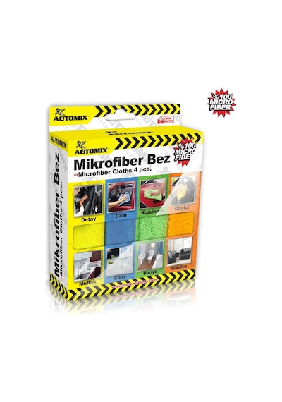 Automix 4'lü Kutulu Mikrofiber Bez / Aracınız İçin Pratik Ve Çiziksiz Temizlik