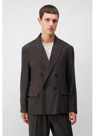 Antioch Modal Karışımlı Relaxed Fit Erkek Blazer Ceket Koyu Kahve
