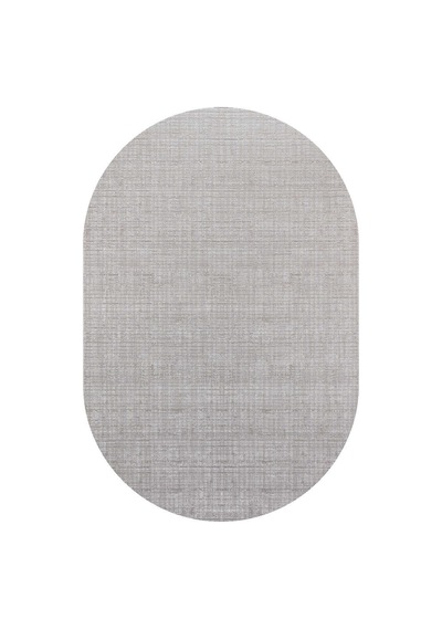 Parlak Saten Dokulu Poem Bambu Tuşe Modern Trend Oval Halı Pm11 Beyaz Kemik