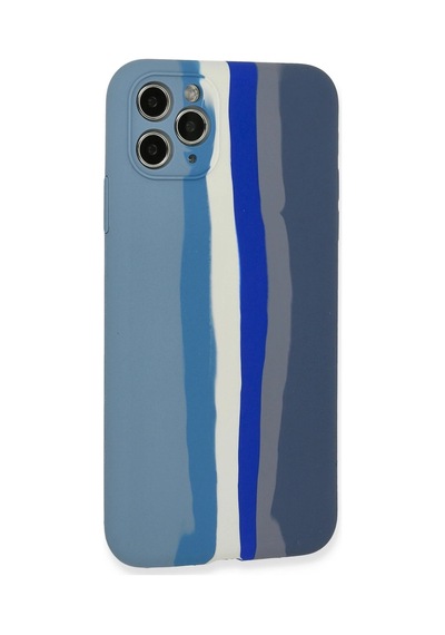 Gld-spt- Newface Apple Uyumlu iPhone 11 Pro Kılıf Ebruli Lansman Silikon - Mavi-gri