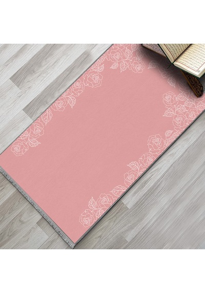 Evaşk Namazlık Dokuma Halı Kaymaz Muslumana Seccade 80 x 130 PEMBE EVAŞK404B66