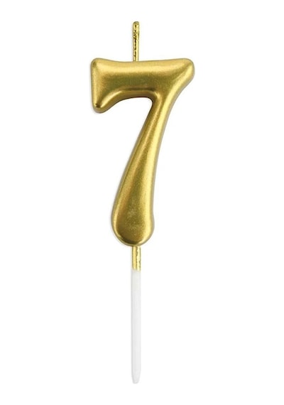 7 Yaş Gold Rakam Mum Altın Renk Doğum Günü Pasta Mumu Sarı Renkli