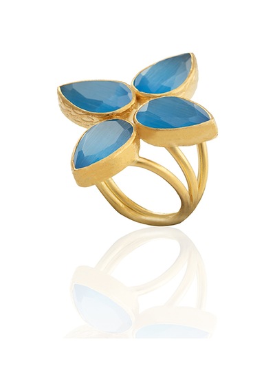 Kadir Jewellery 22 Ayar Altın Kaplama Zirkon Taşlı Kadın Otantik Yüzük Koyu Mavi 23825235