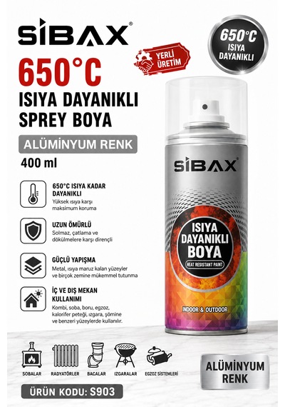 650 Derece Isıya Dayanıklı Sprey Boya Alüminyum Renk 400 Ml Ürün Kodu :s903