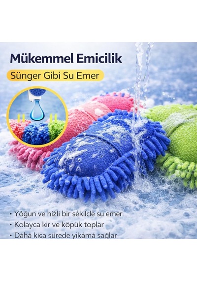 Sogud Mikrofiber Araç Yıkama Süngeri Mavi Eldiven Tipi Oto Yıkama Süngeri, Çizmez Temizlik, Y