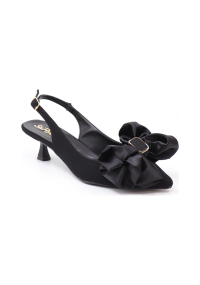 Nesilshoes Nesil Shoes Peri 3312 Siyah Saten Kadın Sandalet