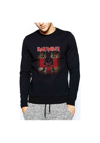 Maıdenfınal Frontıer Flag Metal Baskılı Siyah Erkek Sweatshirt (528815960)